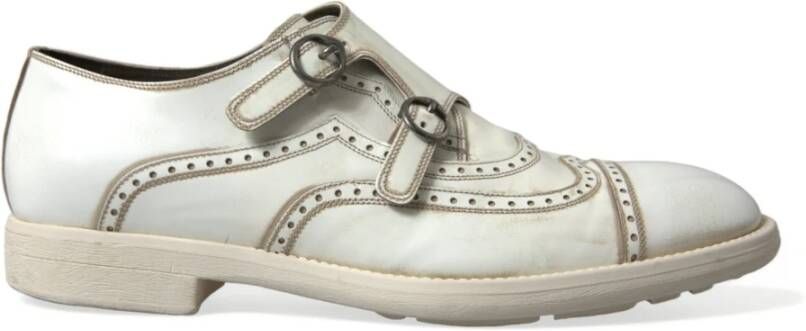 Dolce & Gabbana Witte Leren Derby Schoenen White Heren