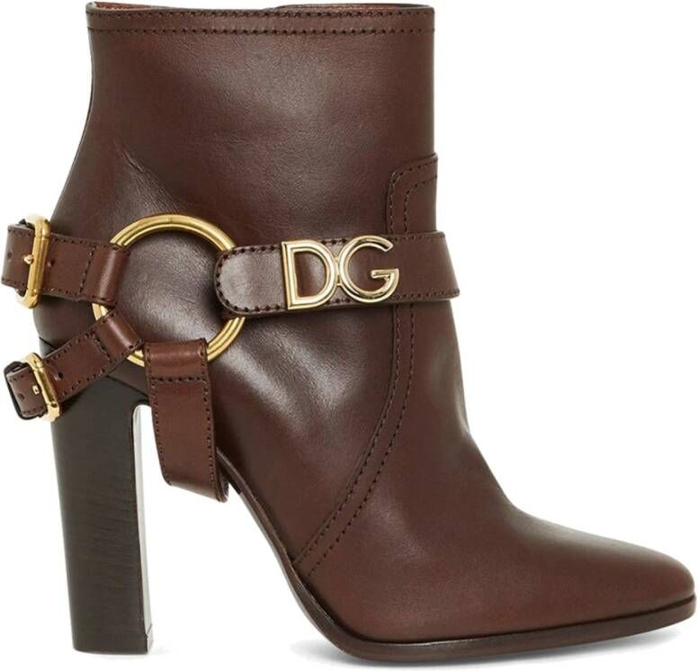 Dolce & Gabbana Caroline Leren Enkellaarzen Brown Dames