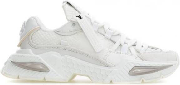 Dolce & Gabbana Witte nylon sneakers met leren en suède details White