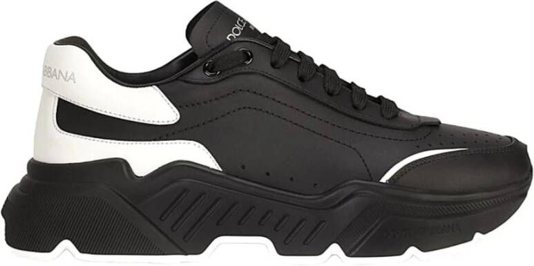 Dolce & Gabbana Italiaanse leren sneakers met oversized rubberen zool Black Heren