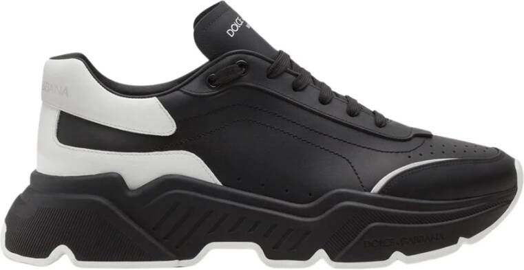 Dolce & Gabbana Italiaanse leren sneakers met oversized rubberen zool Black Heren