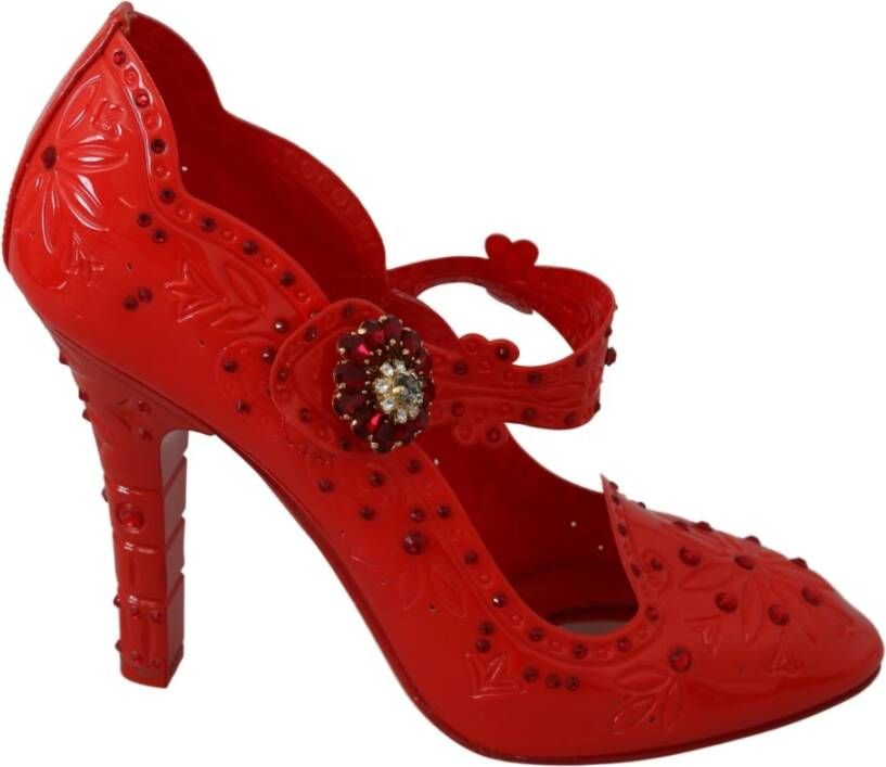 Dolce & Gabbana Rode Bloemen Kristallen Cinderella Hakken Schoenen Red Dames