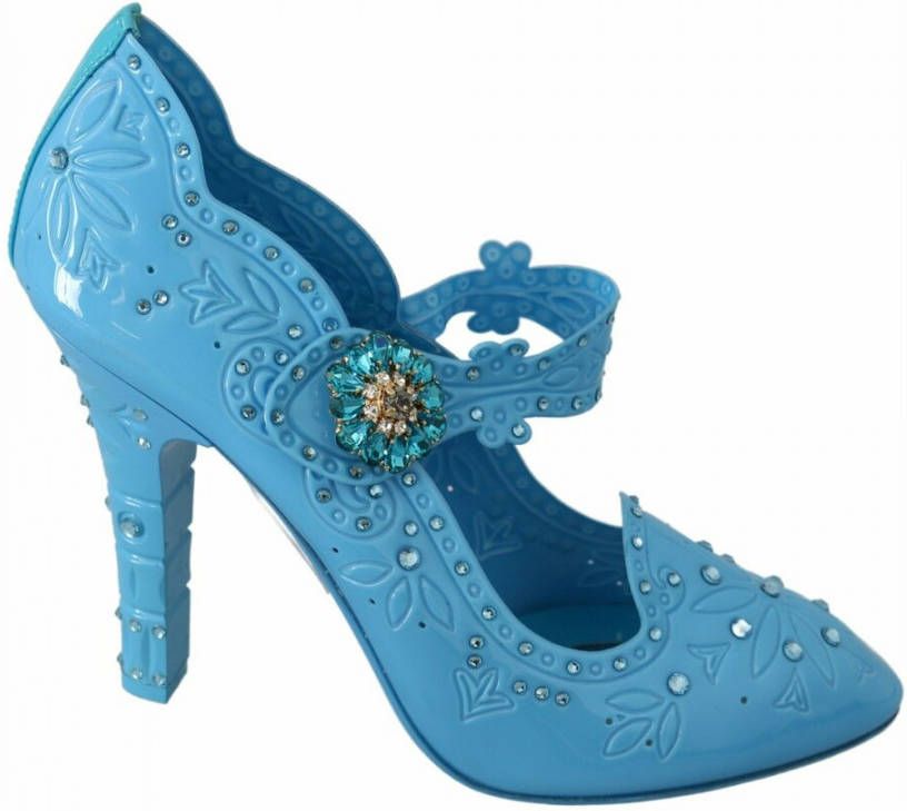 Dolce & Gabbana Blauwe Bloemen Kristallen Cinderella Hakken Schoenen Blue Dames