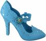 Dolce & Gabbana Blauwe Bloemen Kristallen Cinderella Hakken Schoenen Blue Dames - Thumbnail 1