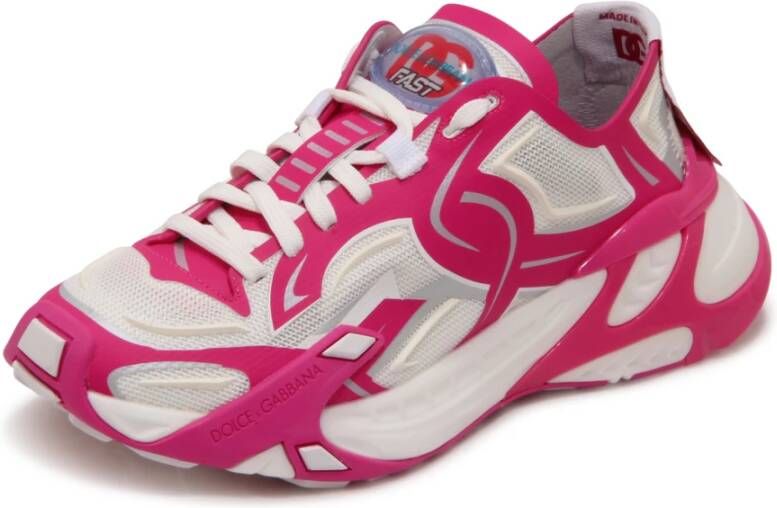 Dolce & Gabbana Fuchsia Sneakers met Contrasterende Details Roze Dames