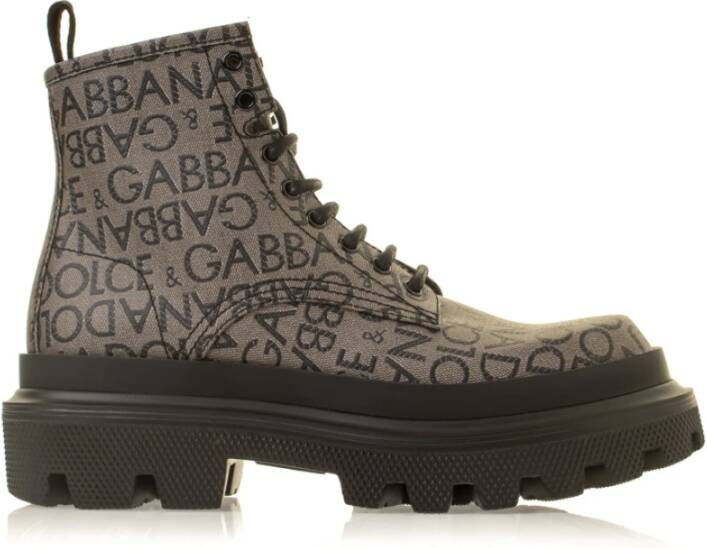 Dolce & Gabbana Coated Jacquard Ankle Boots Bruin Heren