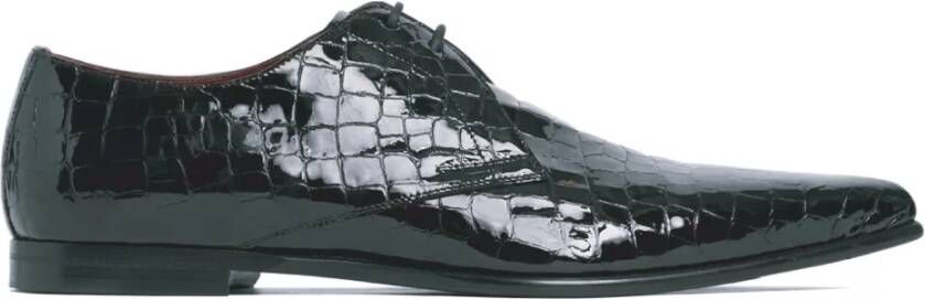 Dolce & Gabbana Croc Embossed Derby Veterschoenen Black Heren