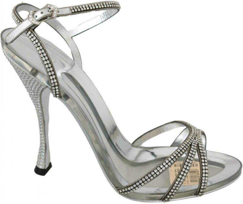 Dolce & Gabbana Zilveren Kristallen Enkelband Sandalen Gray Dames
