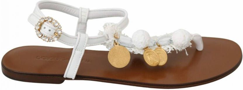 Dolce & Gabbana Crystal Coins Flip Flops Sandals Shoes