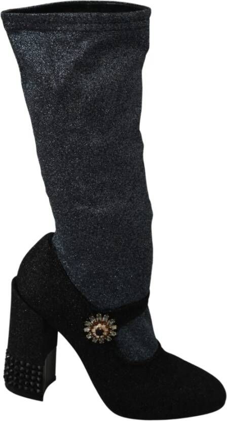Dolce & Gabbana Zwarte Kristal Mary Janes Booties Schoenen Multicolor Dames - Foto 4