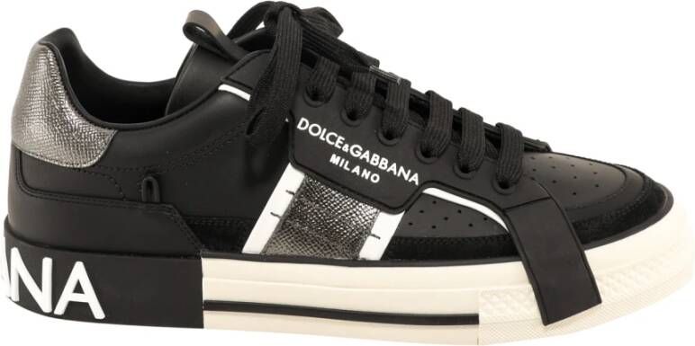 Dolce & Gabbana Custom 2.Zero Leren Sneakers Black Heren