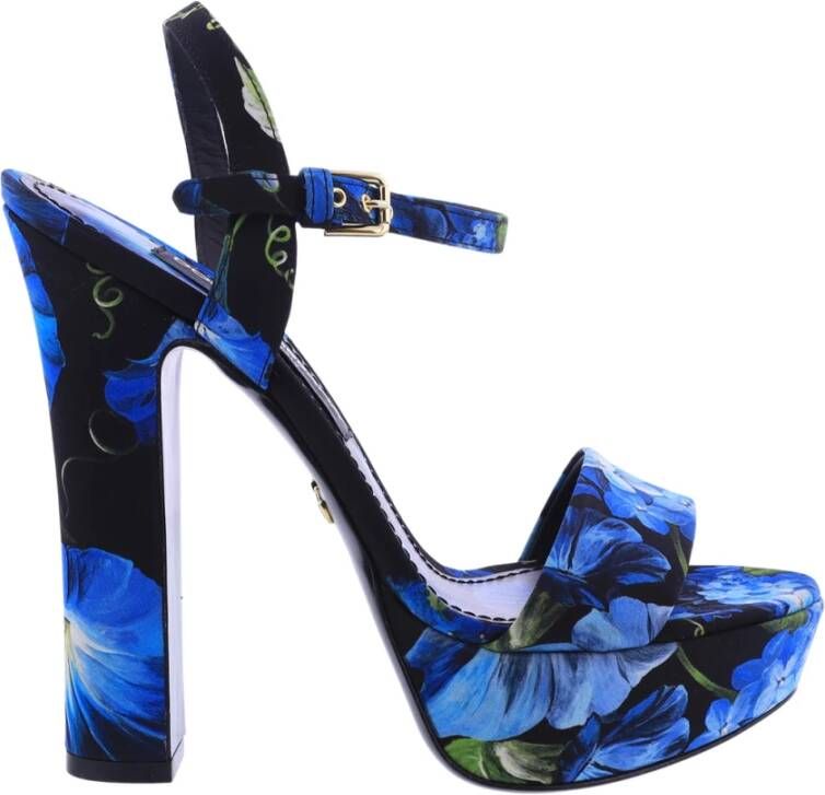 Dolce & Gabbana Dames Charmeuse Platform Sandals Blu Multicolor Dames