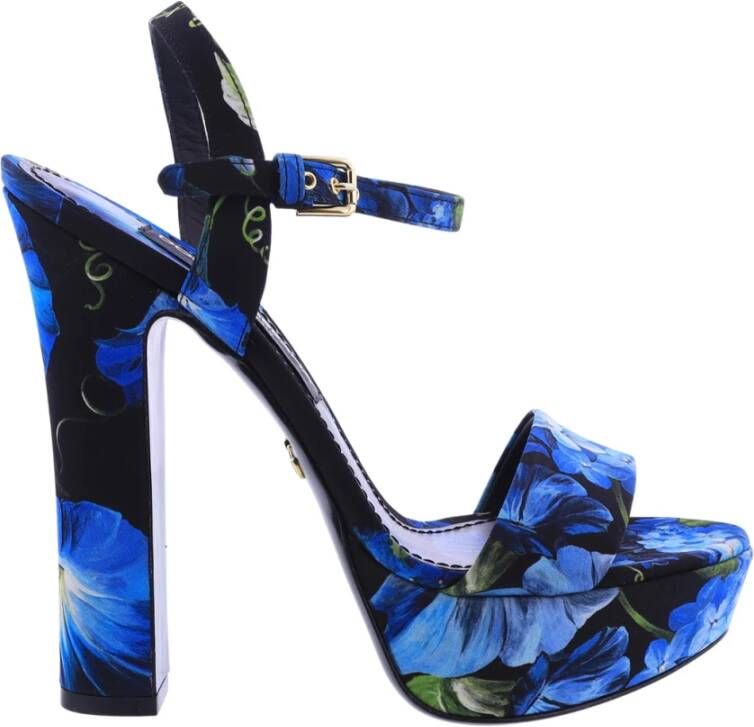 Dolce & Gabbana Dames Charmeuse Platform Sandals Blu Blue Dames