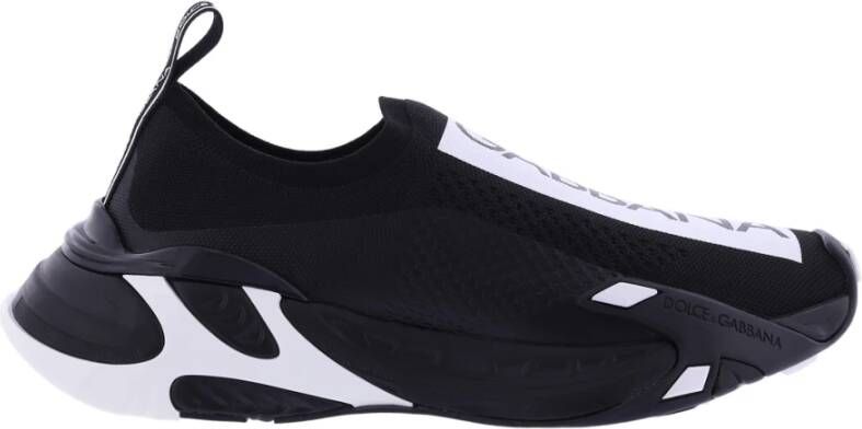 Dolce & Gabbana Zwarte Slip-On Sneakers met Ultralichte Zool en Stretch Mesh Design Black Dames
