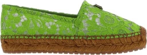 Dolce & Gabbana Bloemige Espadrilles voor Modieuze Vrouwen Green Dames