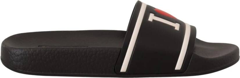 Dolce & Gabbana Dames Leren Sliders Zwart Black Dames