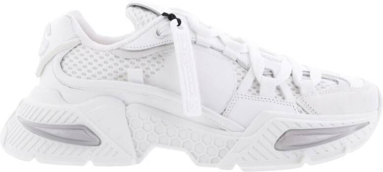 Dolce & Gabbana Witte nylon sneakers met leren en suède details White