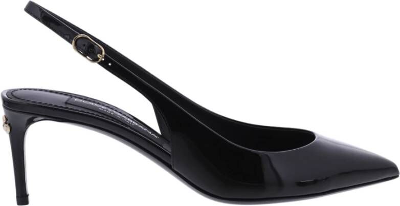 Dolce & Gabbana Slingback pumps van lakleer met DG-gesp Black Dames