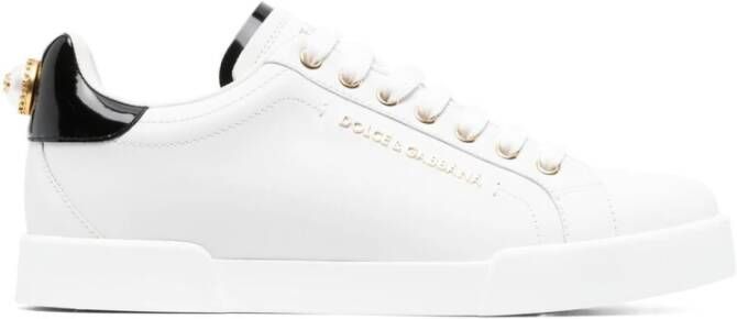 Dolce & Gabbana Witte Logo-Embellished Low-Top Sneakers White Dames