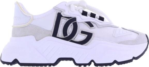 Dolce&Gabbana Sneakers Leather Daymaster Logo-Patch Lace-Up Sneakers in wit