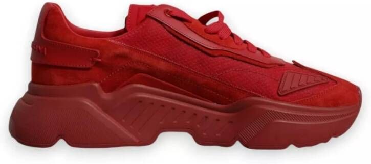 Dolce & Gabbana Rode Leren Lage Sneakers Logo