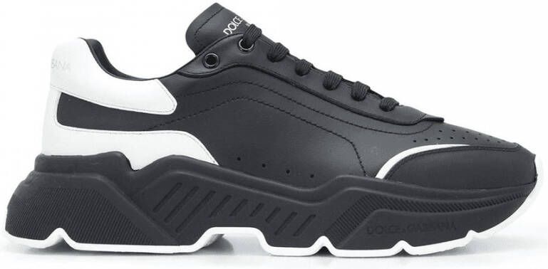 Dolce & Gabbana Italiaanse leren sneakers met oversized rubberen zool Black Heren