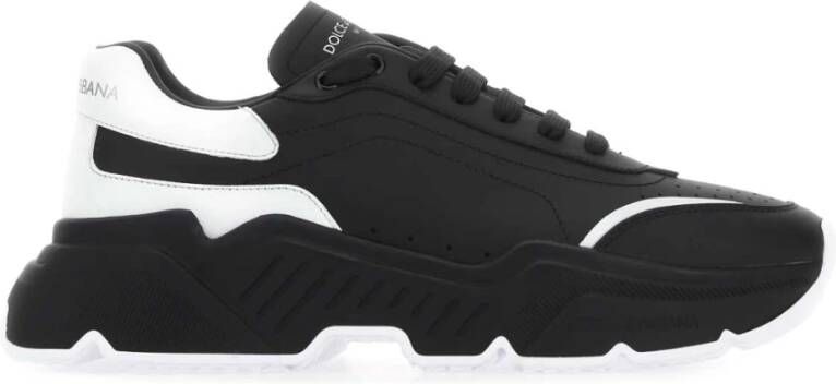 Dolce & Gabbana Italiaanse leren sneakers met oversized rubberen zool Black Heren