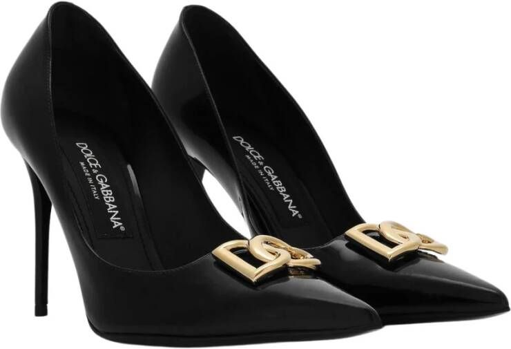 Dolce & Gabbana Zwarte hak Décolleté met uitgesneden DG-logo Black Dames