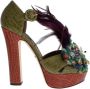 Dolce & Gabbana Kristallen Hak Caiman Krokodillenleren Schoenen Green Dames - Thumbnail 1