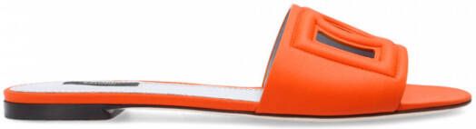 Dolce & Gabbana Slippers met logo Oranje Dames