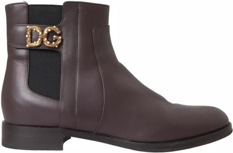 Dolce & Gabbana Bruine leren enkellaarzen met rits Brown Dames - Foto 2