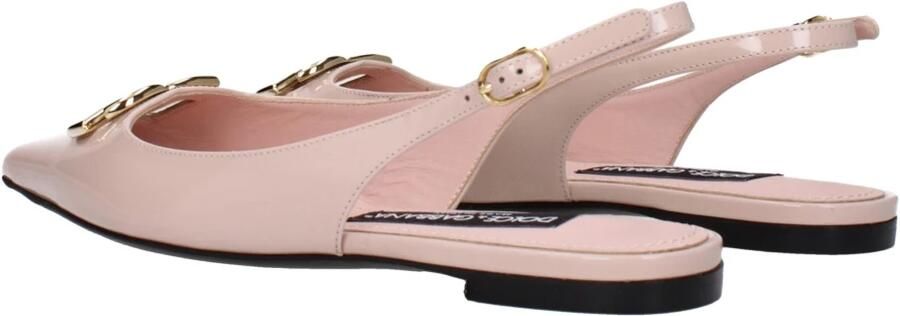 Dolce & Gabbana Gouden Metalen Logo Slingback Ballet Flats Pink Dames