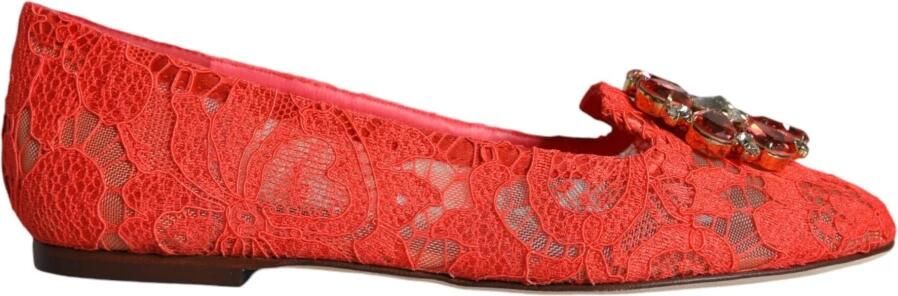 Dolce & Gabbana Rode Taormina Kant Kristallen Ballet Flats Schoenen Red Dames - Foto 4