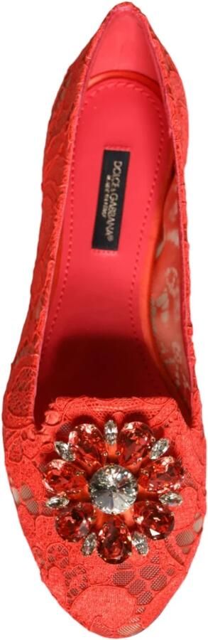 Dolce & Gabbana Rode Taormina Kant Kristallen Ballet Flats Schoenen Red Dames - Foto 5