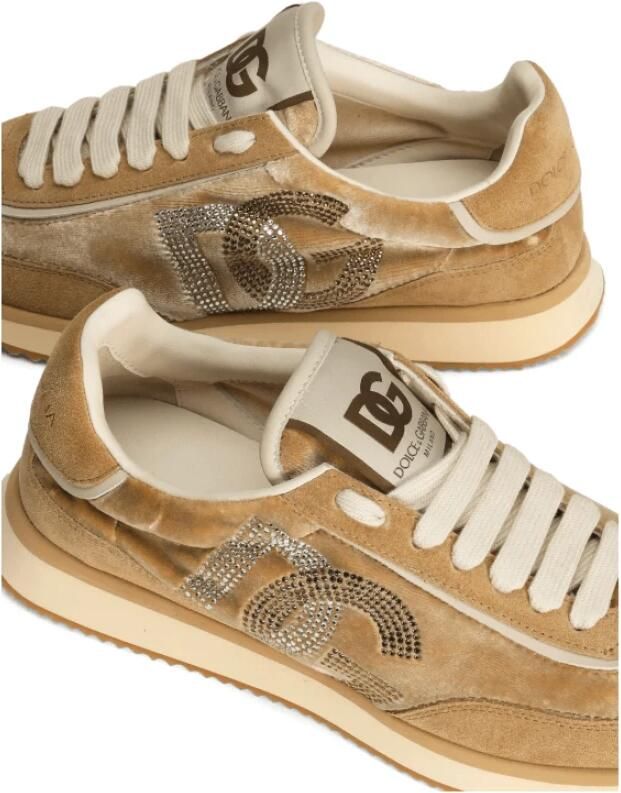 Dolce & Gabbana Beige Cushion Sneakers met Strass Versiering - Foto 2