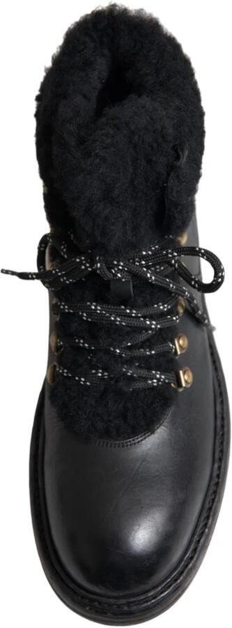 Dolce & Gabbana Zwarte Leren Shearling Laarzen Black Heren - Foto 7