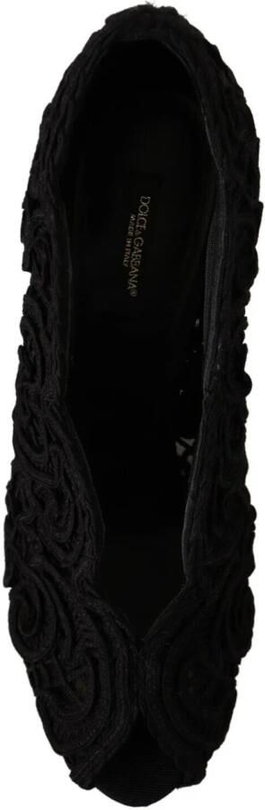 Dolce & Gabbana Zwarte Cordonetto Ricamo Pump Open Teen Schoenen - Foto 4