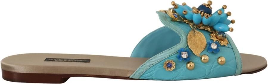 Dolce & Gabbana Blauwe Kristallen Exotische Leren Sandalen Blue Dames - Foto 3