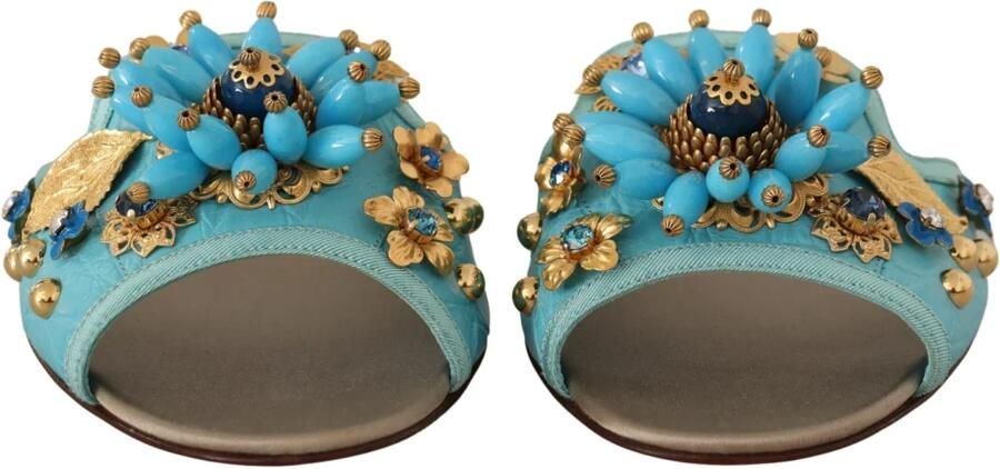 Dolce & Gabbana Blauwe Kristallen Exotische Leren Sandalen Blue Dames - Foto 3