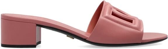Dolce & Gabbana Roze Leren Lage Hak Sandalen