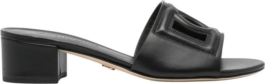 Dolce & Gabbana Leren hoge hakken slides Black Dames