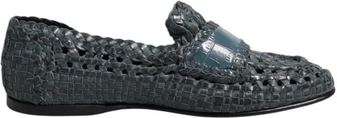 Dolce & Gabbana Blauwe geweven leren instappers