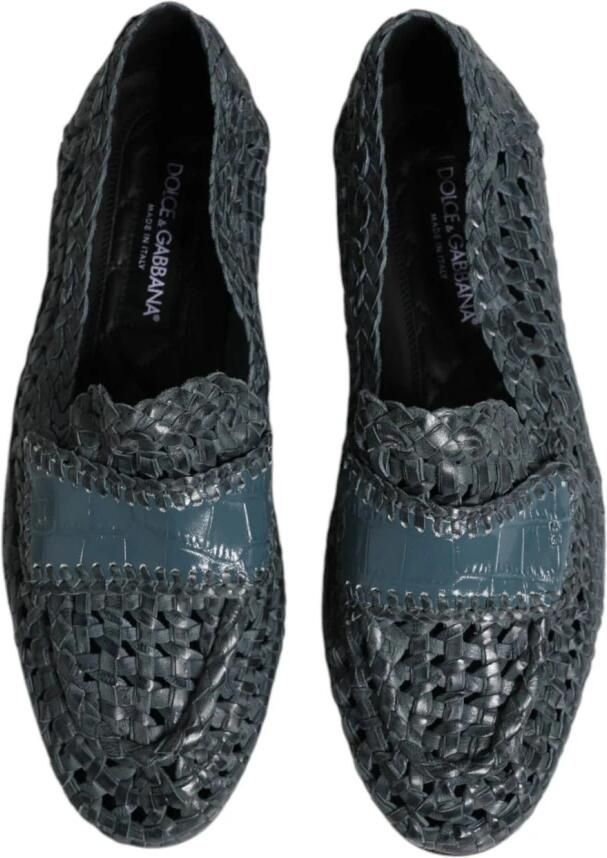 Dolce & Gabbana Blauwe geweven leren instappers - Foto 2