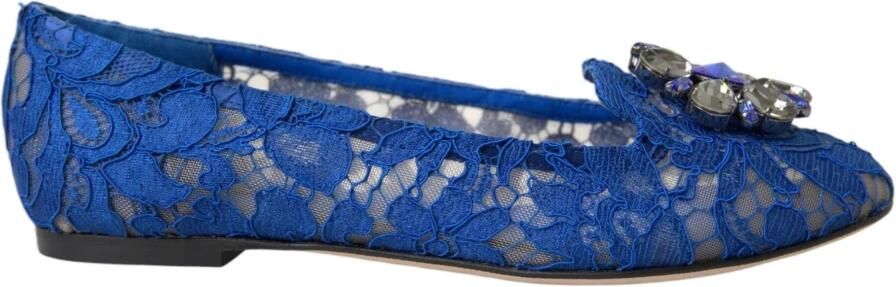 Dolce & Gabbana Blauwe Kant Kristal Ballet Flats Loafers