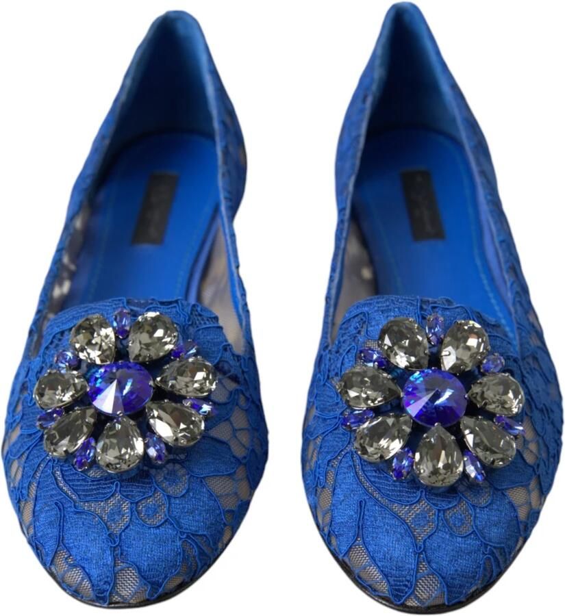 Dolce & Gabbana Blauwe Kant Kristal Ballet Flats Loafers - Foto 2