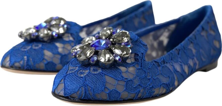Dolce & Gabbana Blauwe Kant Kristal Ballet Flats Loafers - Foto 7