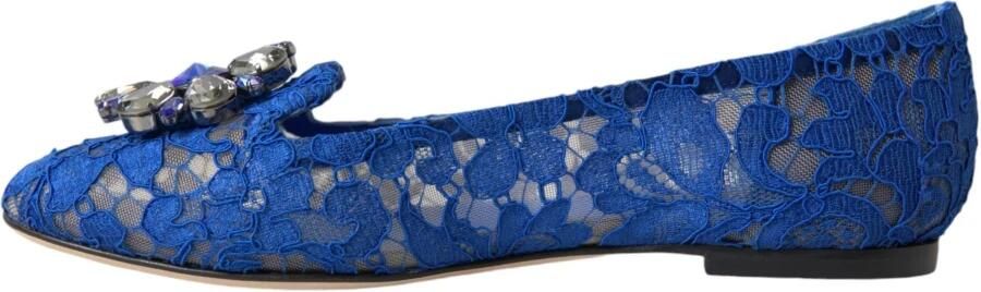 Dolce & Gabbana Blauwe Kant Kristal Ballet Flats Loafers - Foto 8