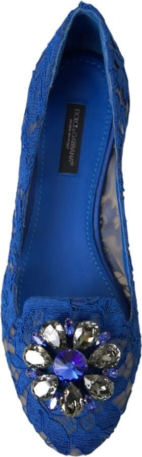 Dolce & Gabbana Blauwe Kant Kristal Ballet Flats Loafers - Foto 4
