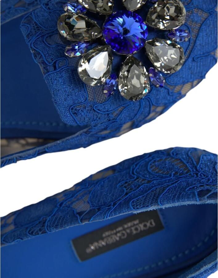 Dolce & Gabbana Blauwe Kant Kristal Ballet Flats Loafers - Foto 6