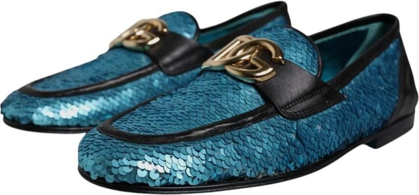 Dolce & Gabbana Blauwe Paillet Loafers Stijlvolle Schoenen - Foto 3